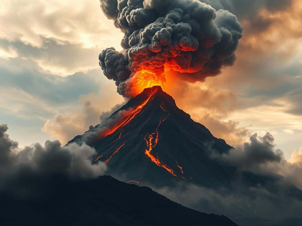 vulkanische Gase und Asche